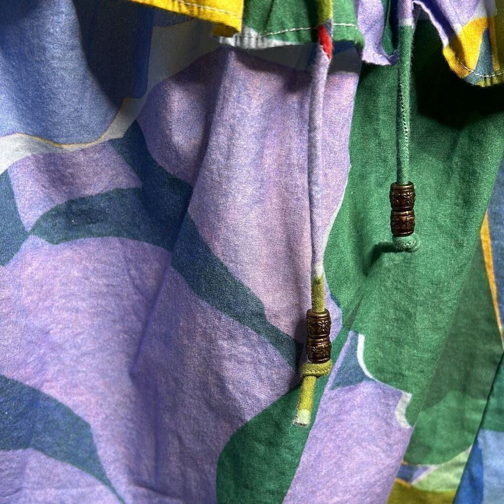 Anthropologie Sleeveless Ruffled Seaside Dress Small Colorful Artsy Splatter - Picture 7 of 8